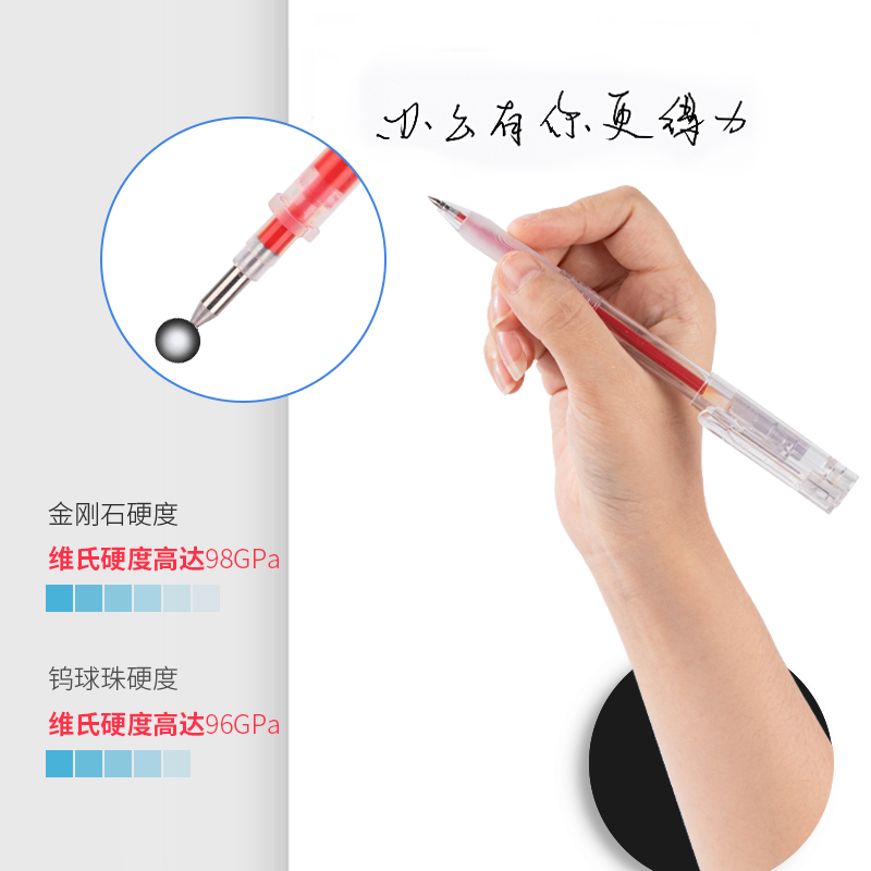得力S760子弹头中性笔芯0.5mm(红)20支/盒