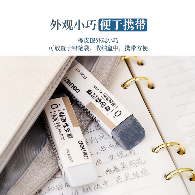得力71115橡皮擦 双头磨砂型 30块/盒 单位：块