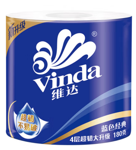 维达 超韧有芯卷纸V4028 加厚4层1800克 10卷/提 6提/箱