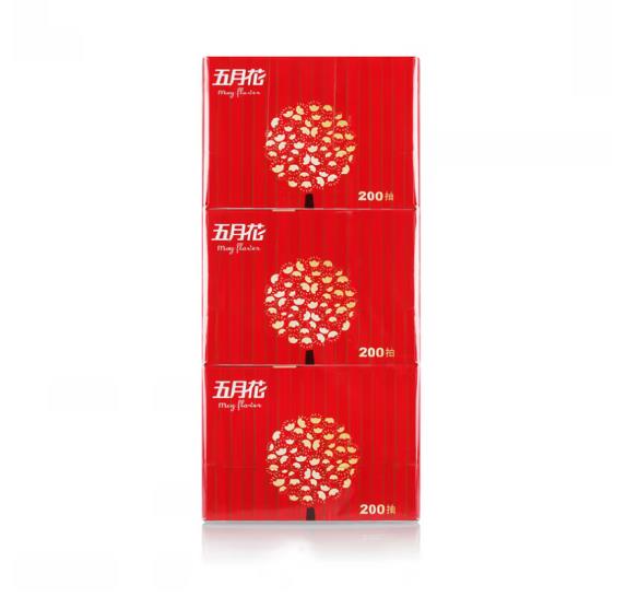 五月花 盒装面巾抽纸 喜庆装 2层200抽*36盒/箱