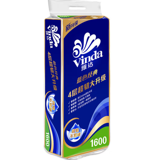 维达超韧有芯卷纸V4080 加厚4层1600克 10卷/提 6提/箱