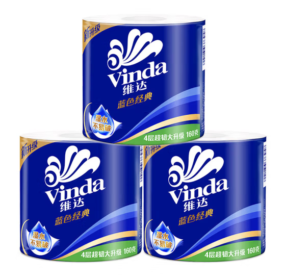 维达超韧有芯卷纸V4080 加厚4层1600克 10卷/提 6提/箱