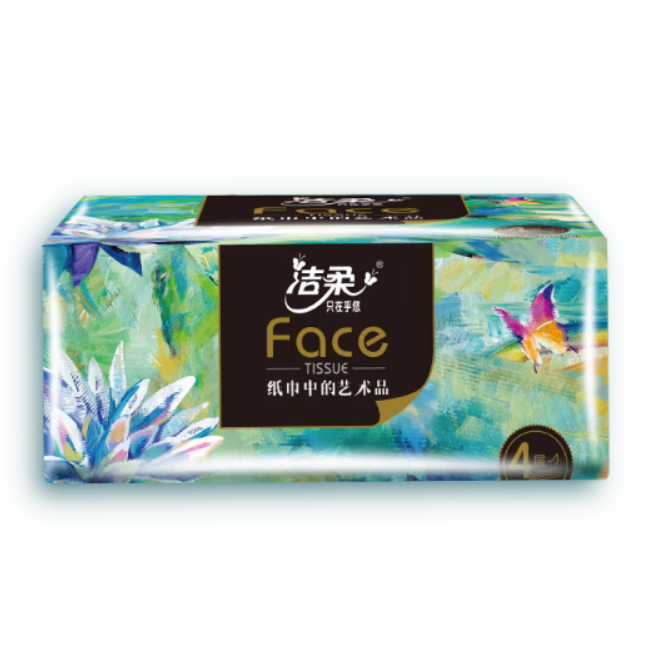 洁柔Face油画系列软抽面巾纸 BR070-06N 4层100抽 6包/提 8提/箱