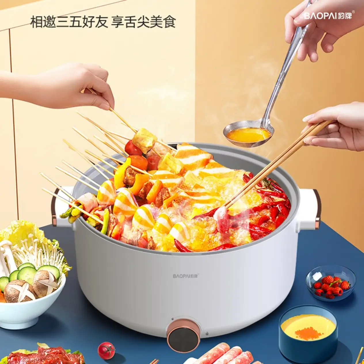 豹牌BP-WD083多功能电火锅（蒸锅）