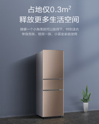 创维冰箱（SKYWORTH）BCD-233T 三门三温区 4维均冷 电脑控温 7挡温度调节 典雅棕 （233升）BCD-233T典雅棕