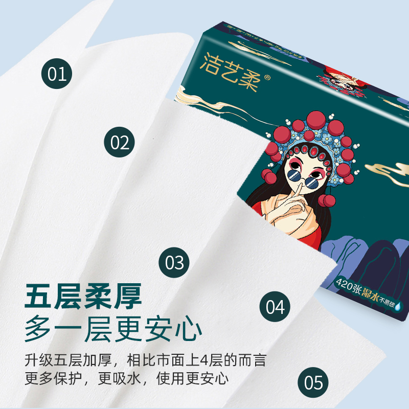 洁艺柔花旦0523抽纸