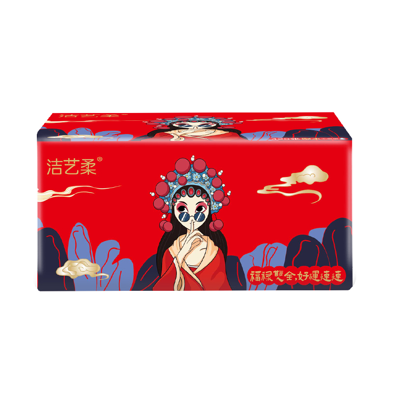 洁艺柔红花旦抽纸