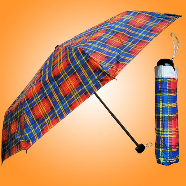 广州荃雨美雨具厂 雨具工厂 三折银胶格子伞 广告三折雨伞 雨具厂