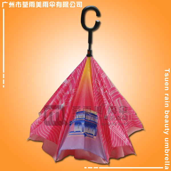 【反向手持雨伞】定制-数码印反向雨伞  数码印反向伞  反向广告伞