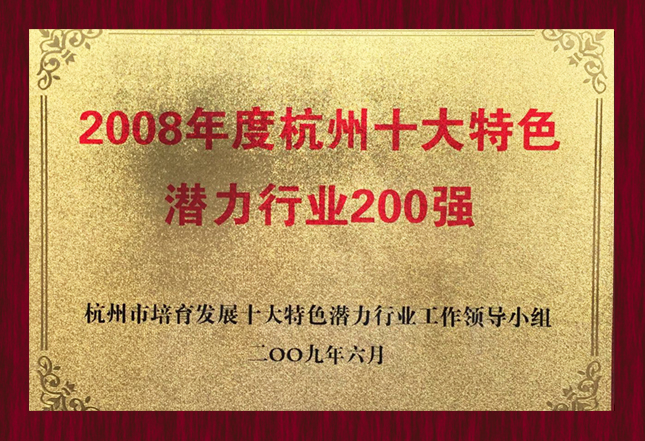 2008年度杭州十大特色潜力行业200强