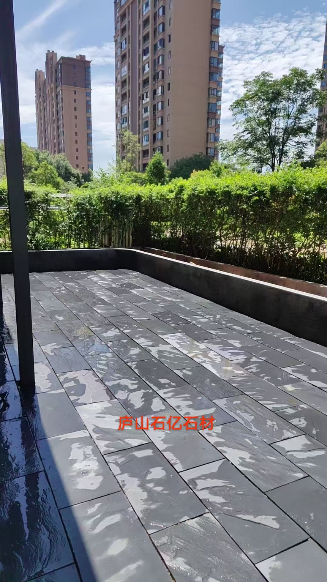 黑色自然面青石板/庭院铺地石材