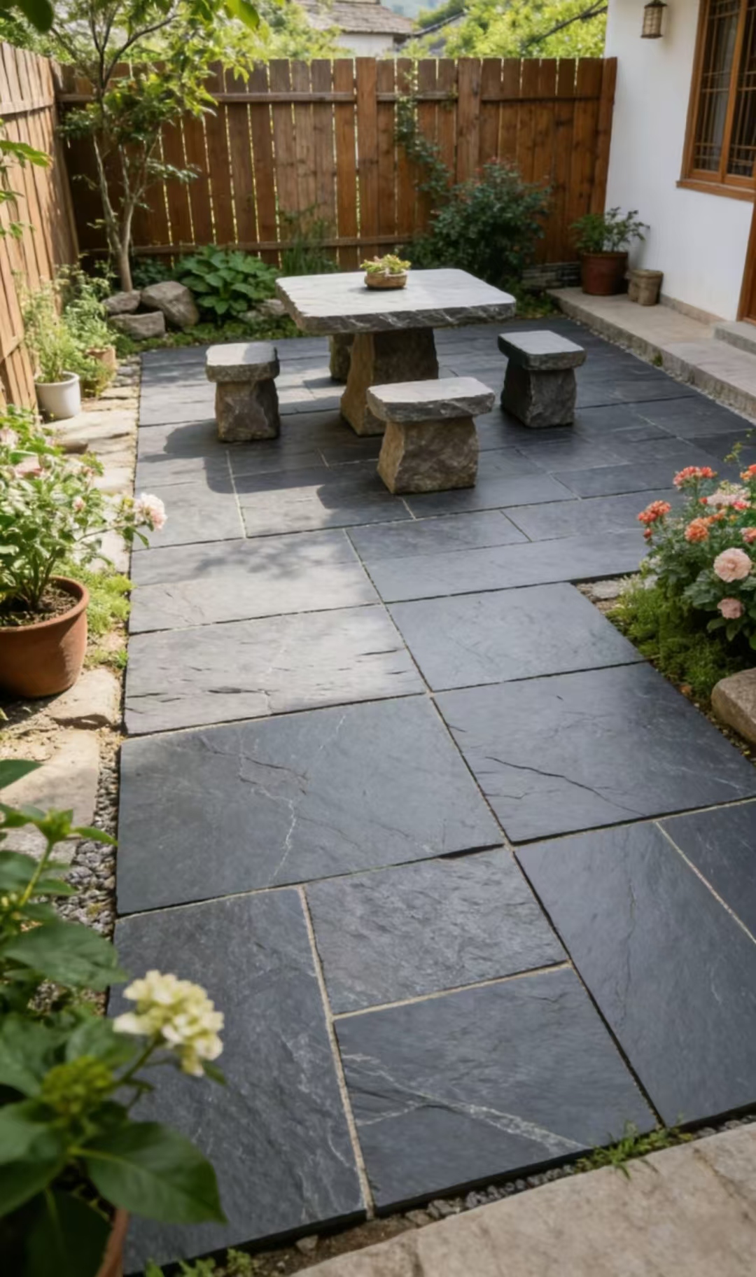 黑色自然面青石板/仿古石材