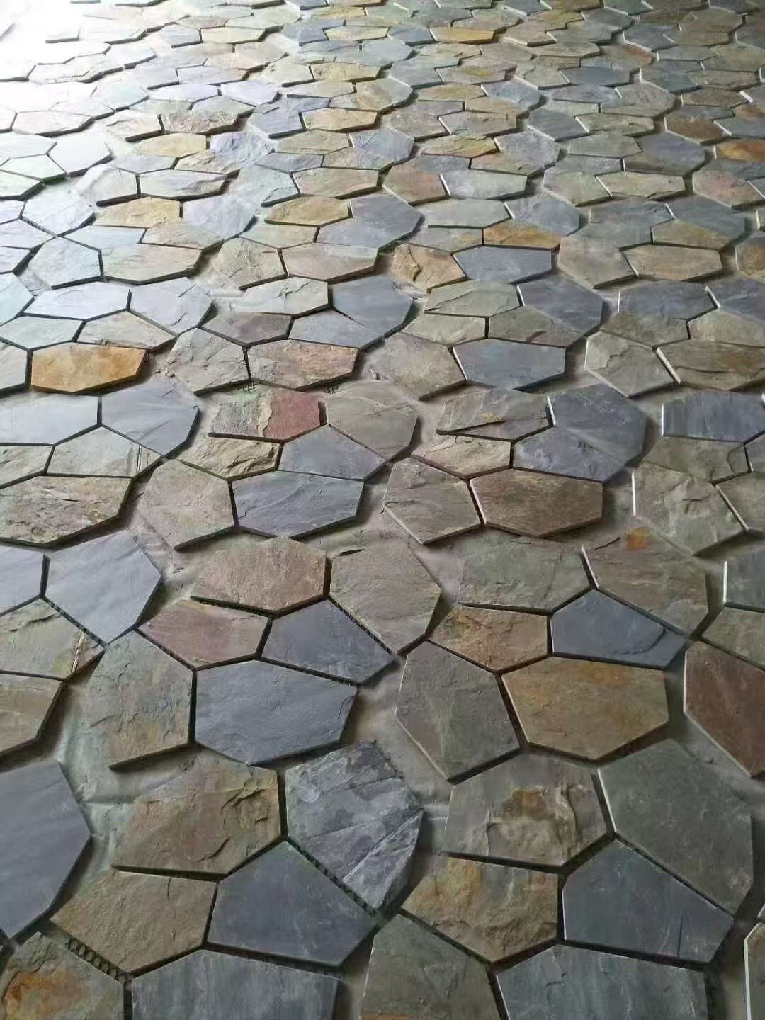 锈色冰裂纹石材/网帖杂色冰裂纹石板