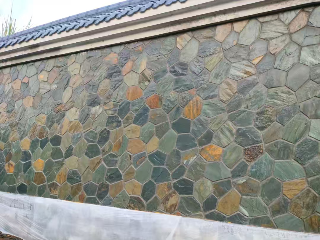 彩色冰裂纹石材/不规则锈石板