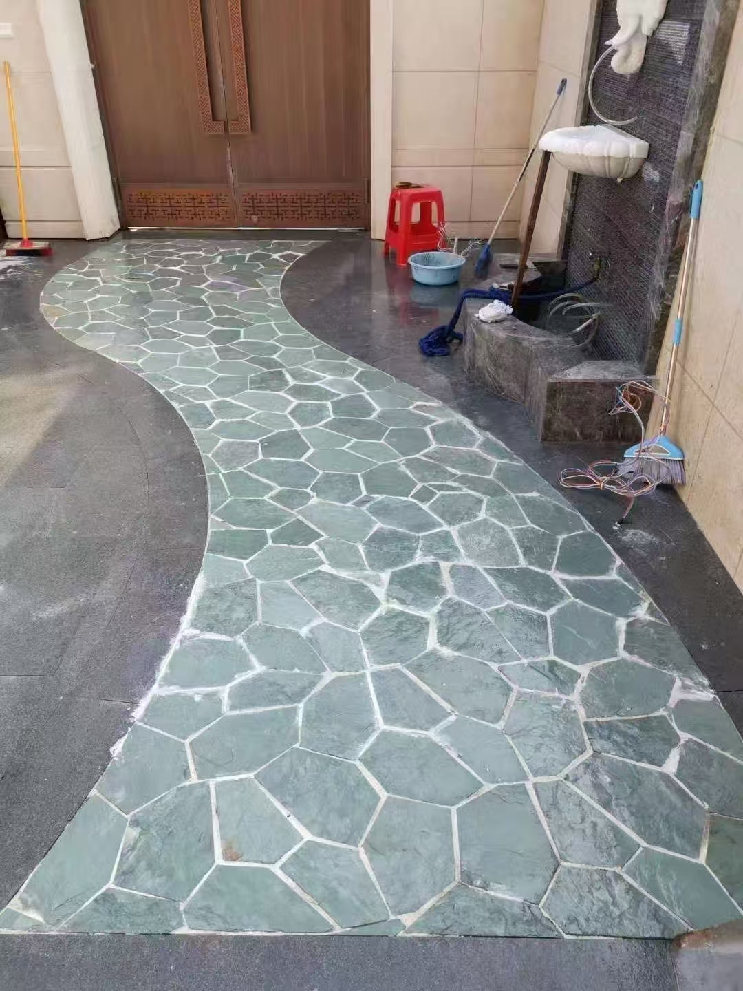 绿石板/绿平台/绿蘑菇石/绿色冰裂纹/绿石材