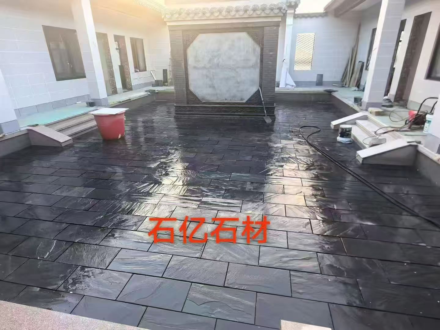 黑色石板/黑青石板/黑石板庭院地铺石板