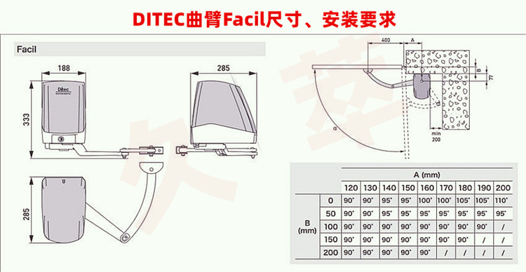 意大利进口DITEC迪泰柯曲臂平开门机Facil