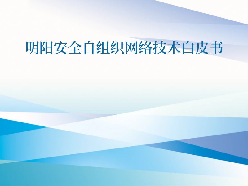 明阳安全自组织网络技术白皮书