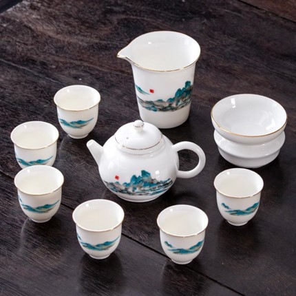 10头千里江山茶壶套装