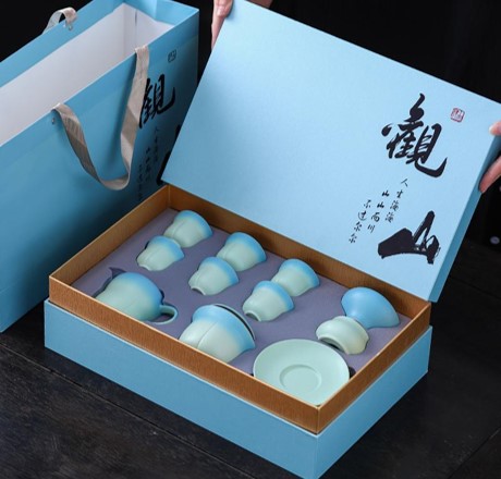 10头观山盖碗渐变茶具套组