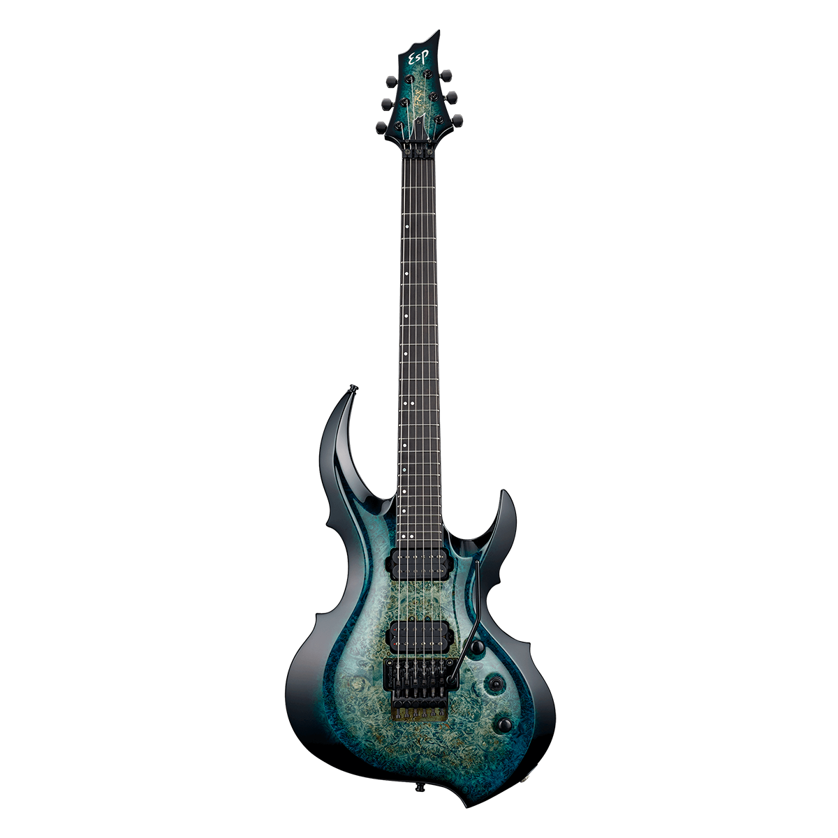 FRX-CTM Burled Maple Peacock Blue Burst