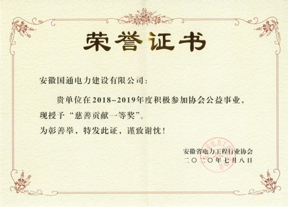 慈善貢獻(xiàn)一等獎(jiǎng)