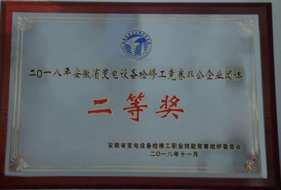 省变电检修竞赛二等奖