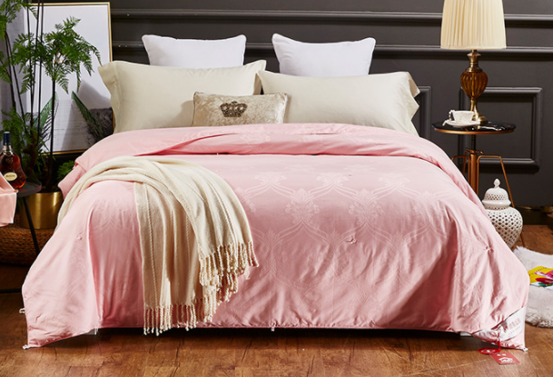 蚕丝被套 简欧时尚（白 / 粉）