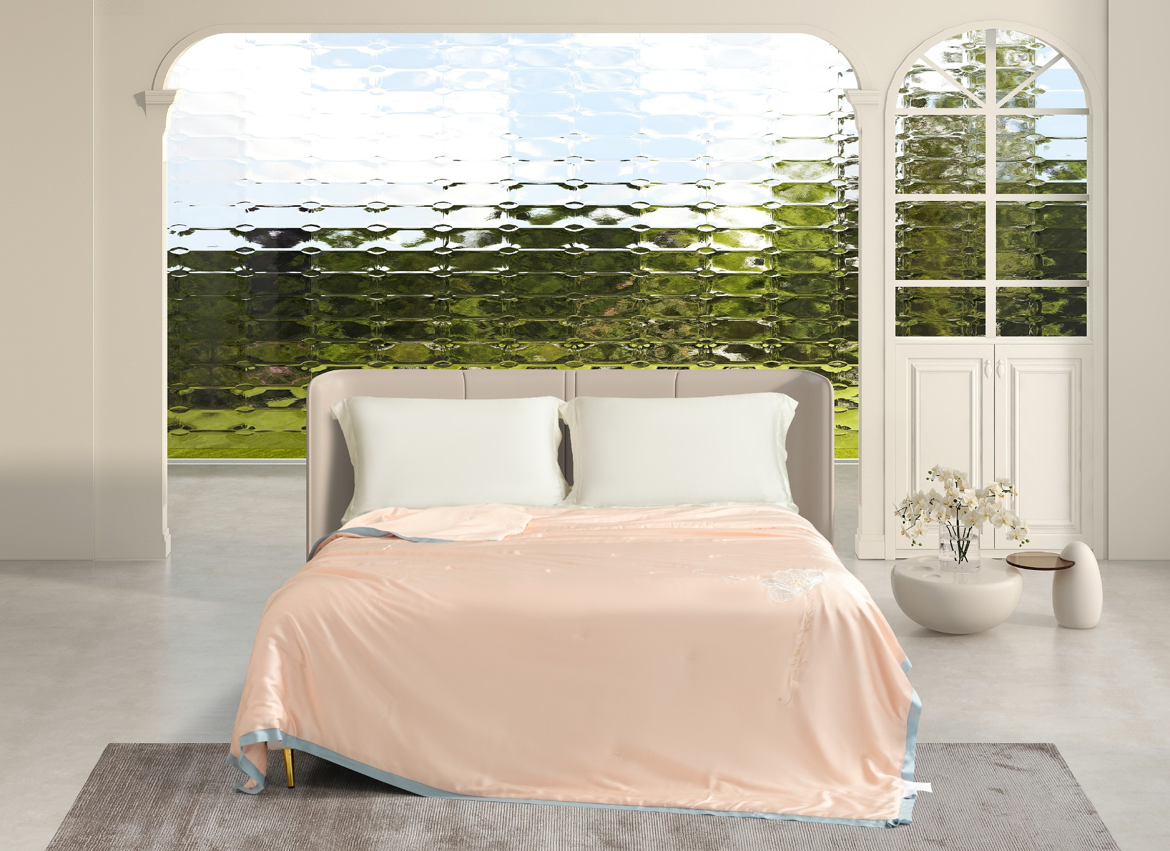 2025款可水洗蚕丝夏被玉树银花（粉、绿、蓝）