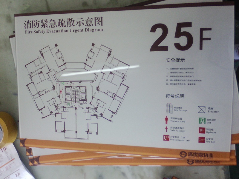 紧急疏散示意图标牌