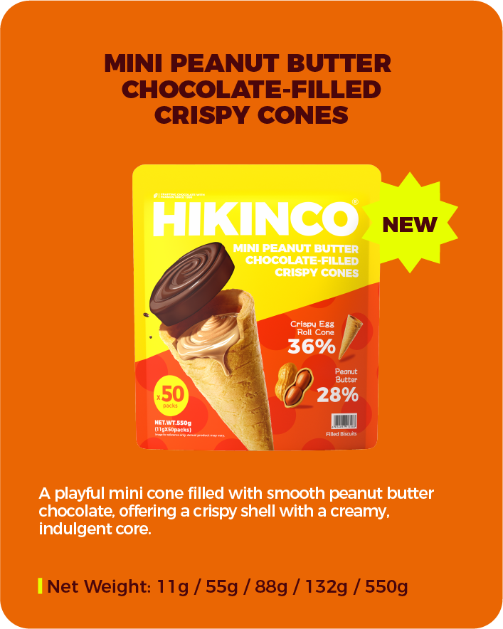 Mini Peanut Butter Chocolate-Filled Crispy Cones