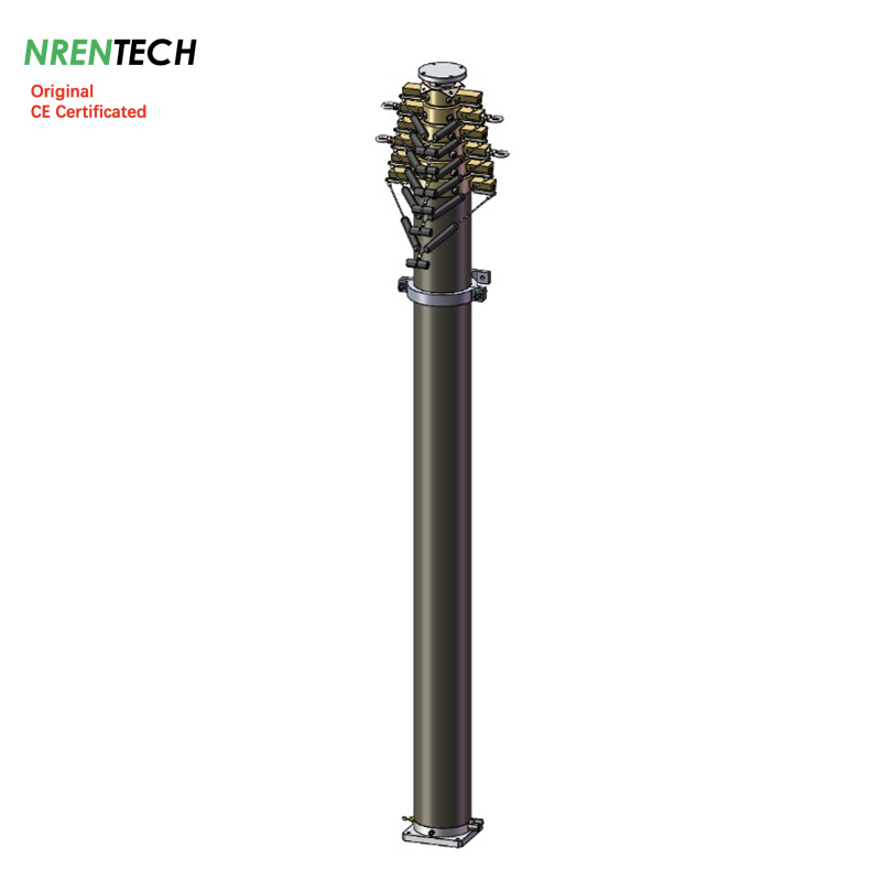 12m Lockable Pneumatic Telescopic Mast 50kg Payload 2.55m Closed Height NR-2.55-12-50L-7S-66-180