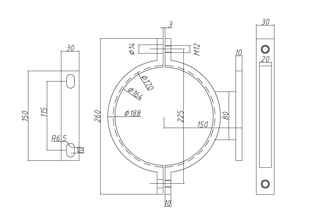 160mm side mounting bracket dimension
