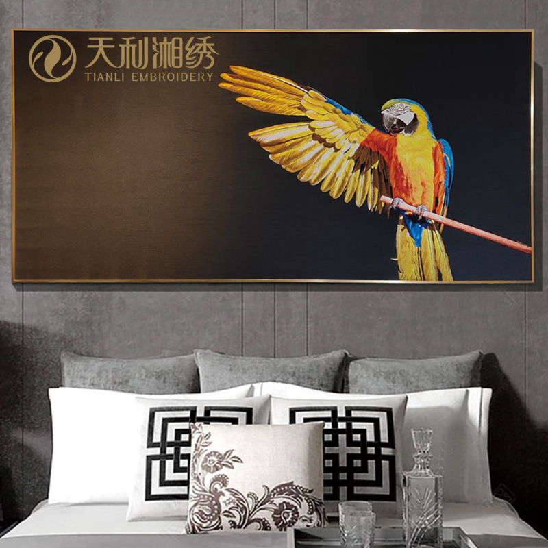 新中式轻奢家装装饰画 鹦鹉