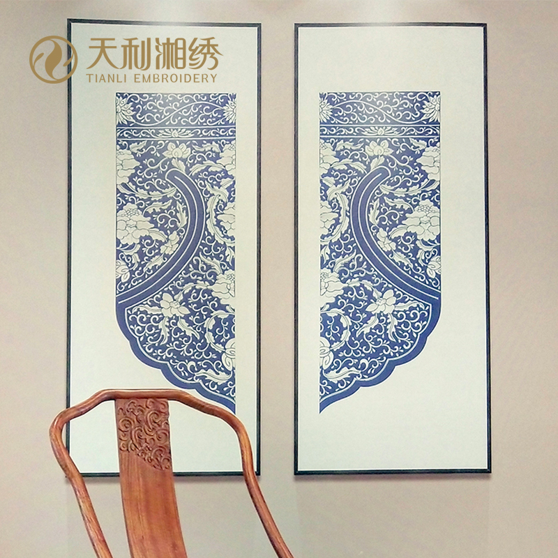 【天利湘绣】装饰画青花（白底）