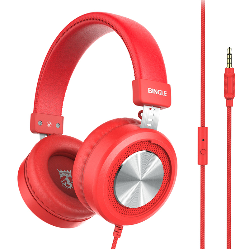 Bingle M60 Red On Ear Cord Headphones With Mic