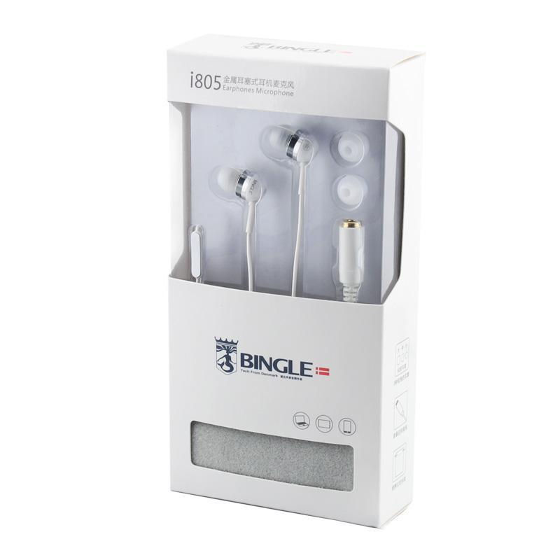 Bingle I805 3.5mm Jack White Wired Earbuds With Mic