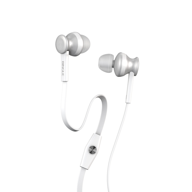 Bingle I808 3.5mm Jack White Metal Wired Headphones With Mic