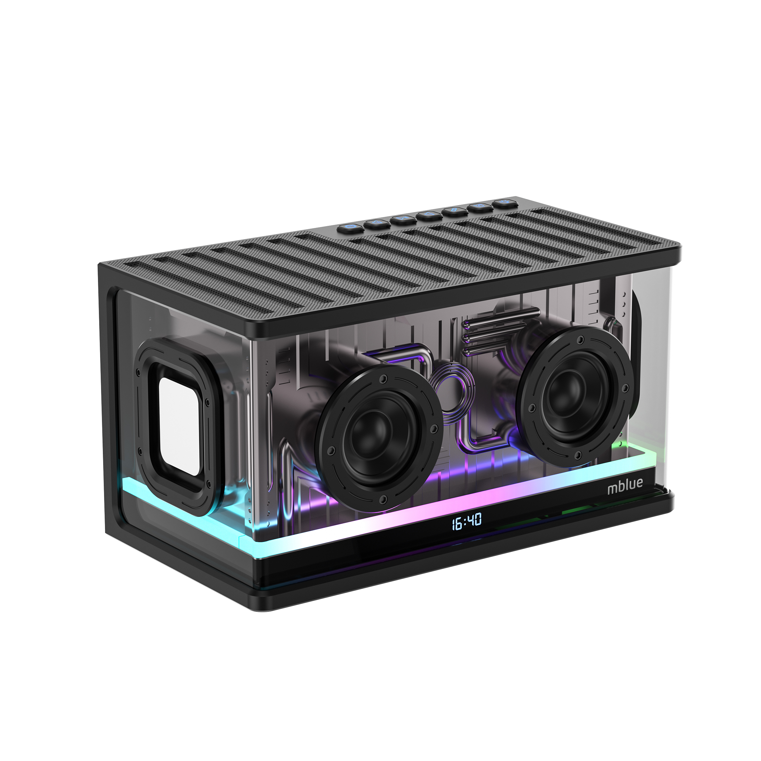 Mblue AURA9 transparent mechanical Bluetooth speaker