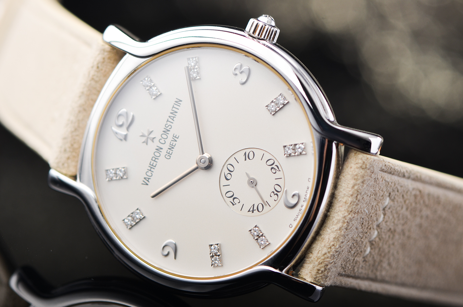 【98新】江诗丹顿历史名作白金超薄小三针手上链腕表91060/000G