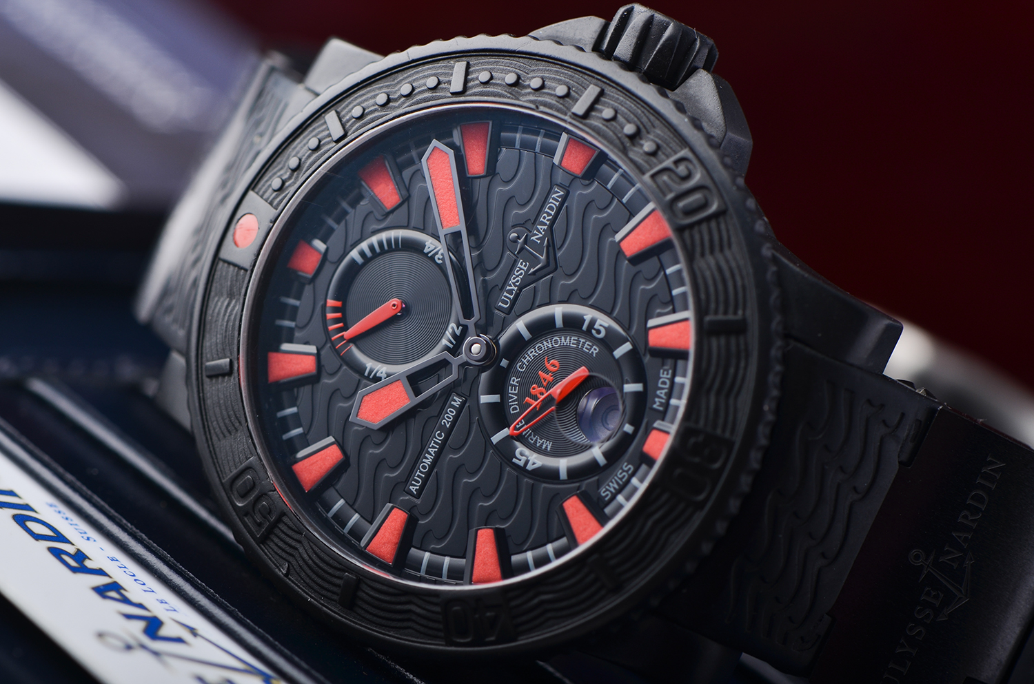 【98新】雅典航海系列黑盘动显日历自动胶带男表263-92-3C盒证齐