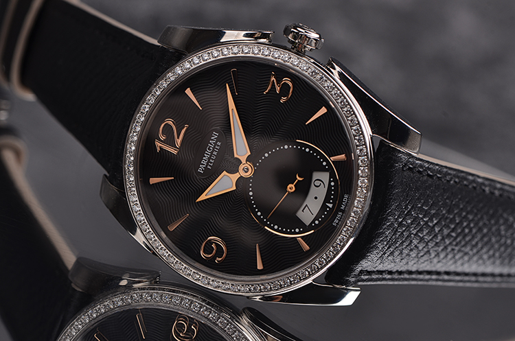 已售出【未使用品】帕玛强尼精钢镶钻小三针日历自动女表PFC273-0061400