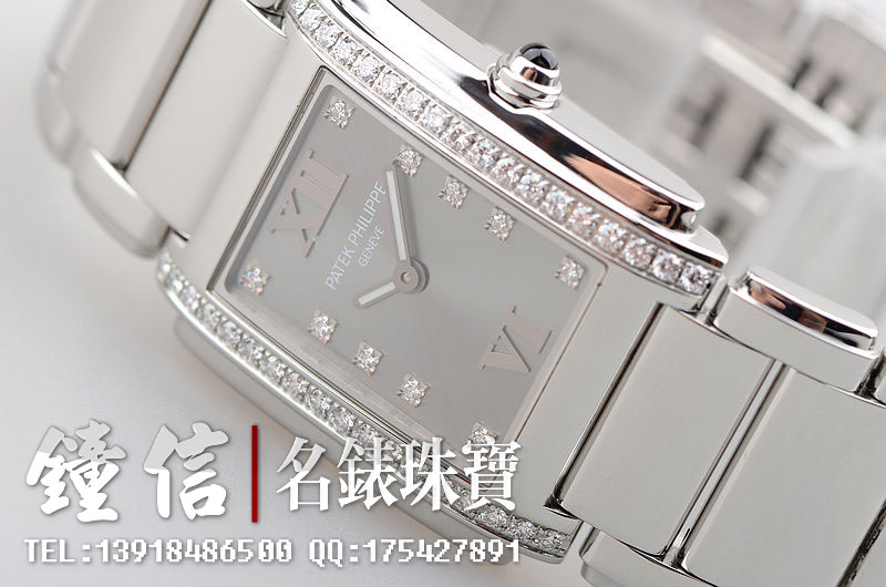 已售出【96新】百达翡丽Twenty-4精钢镶钻石英4910/10a-010