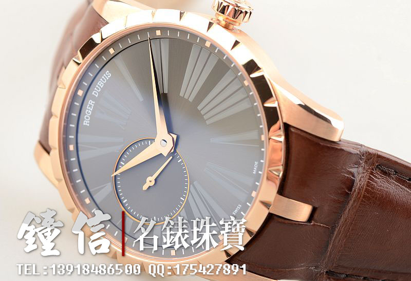 罗杰杜彼Roger Dubuis玫瑰金小三针男表DBEX0352