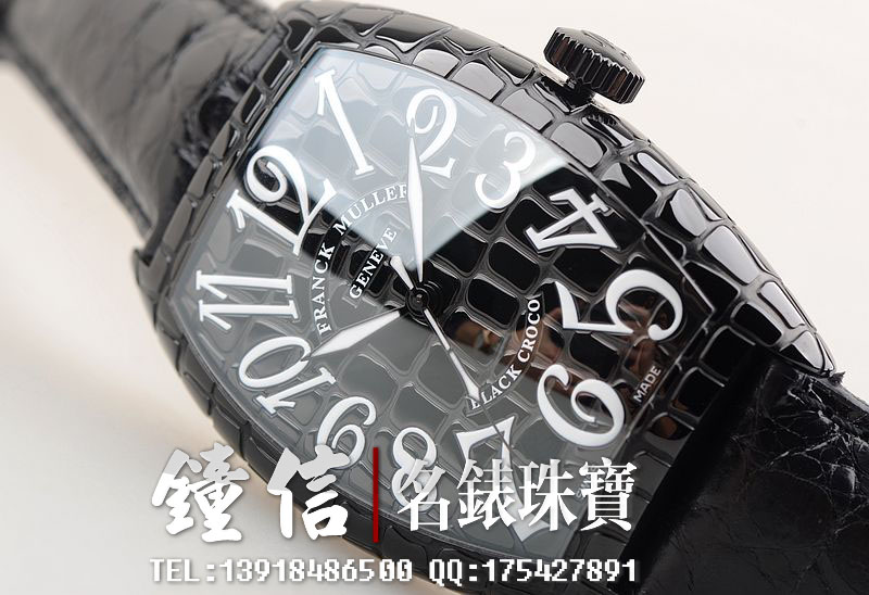 法兰克穆勒 Black Croco黑鳄鱼大三针机械皮带男表8880 SC