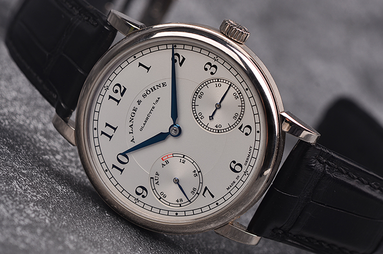 已售出【98新】朗格1815纪念系列白金动显小三针手上链皮带男表234.026