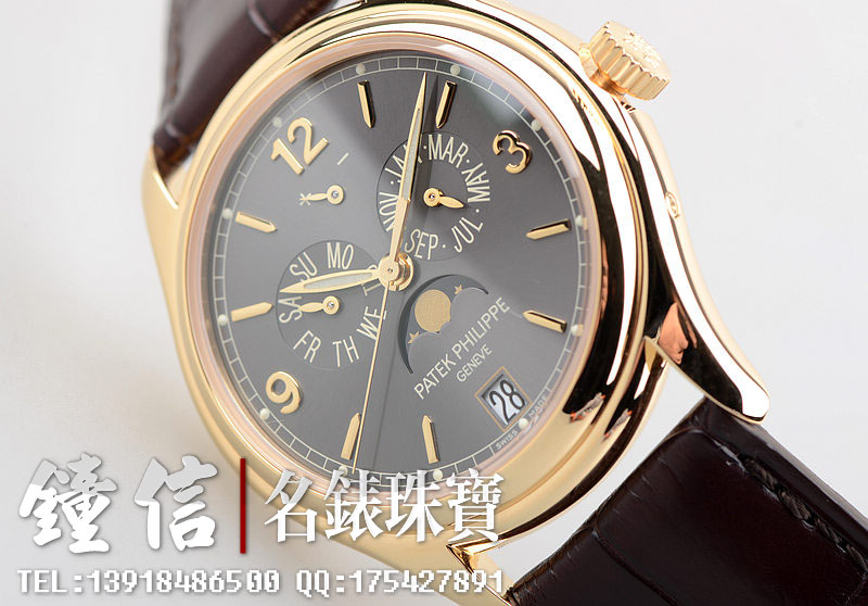 百达翡丽黄金年历月相自动机械男表5146J-010