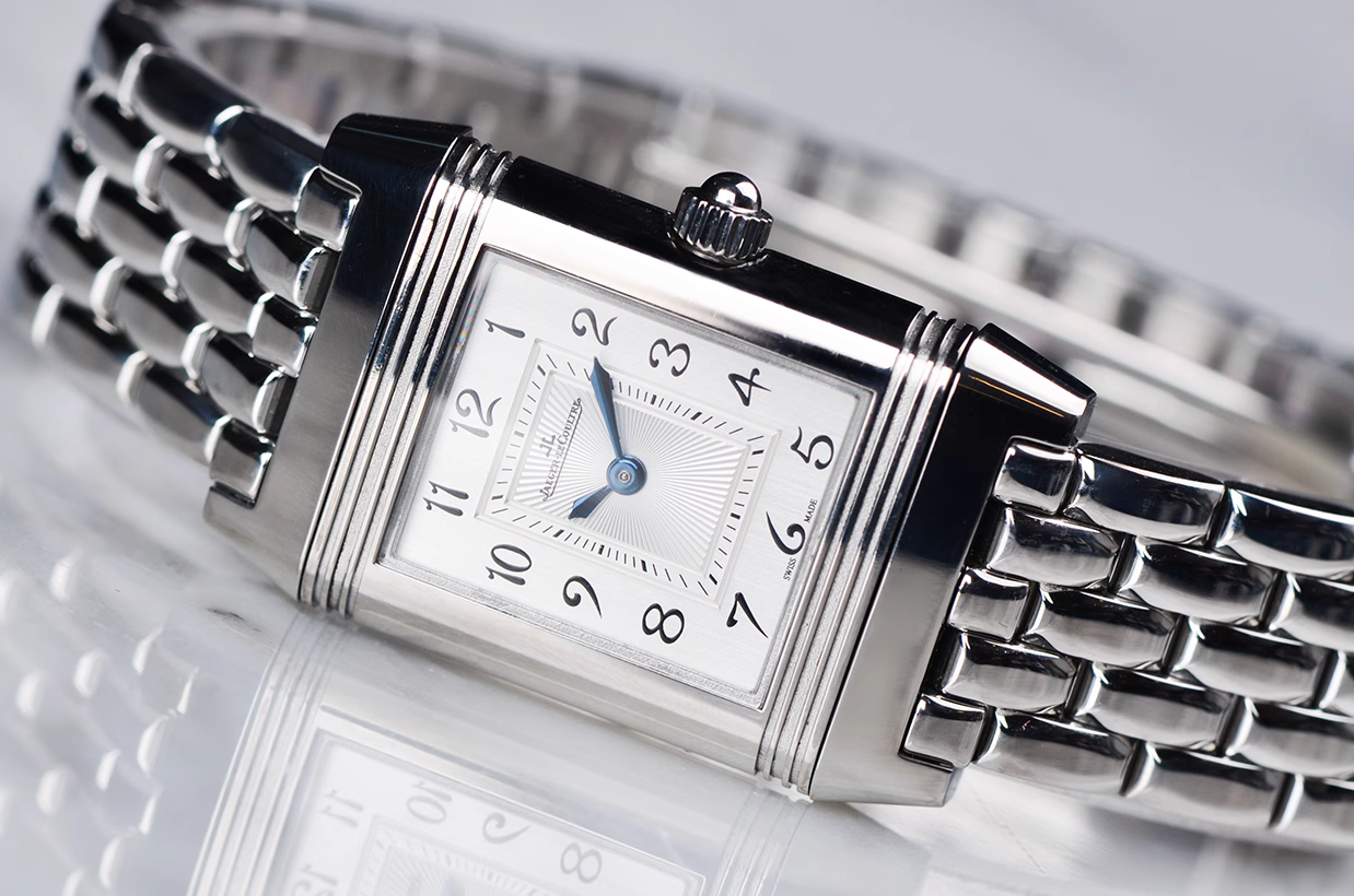 已售出【98新】积家翻转系列双表盘精钢镶钻手上链钢带女表Q2668112在保