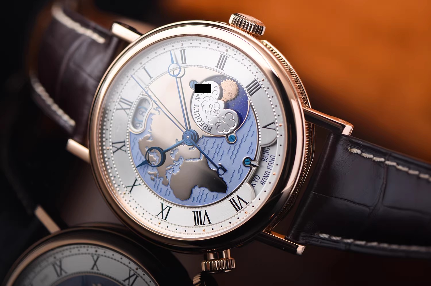 已售出【98新】宝玑玫瑰金世界时瞬跳昼夜及日历显示男表5717BR/EU/9ZU