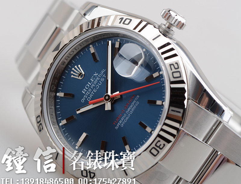 已售出【98新】劳力士爬山虎蓝盘条钉刻度116264